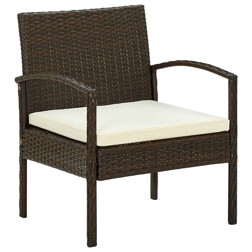 Garden Chair with Cushion Poly Rattan Brown 45794 - Furniture