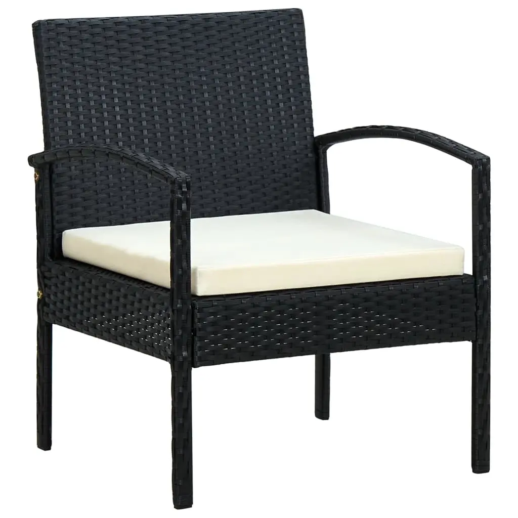 Garden Chair with Cushion Poly Rattan Black 45795 - Furniture