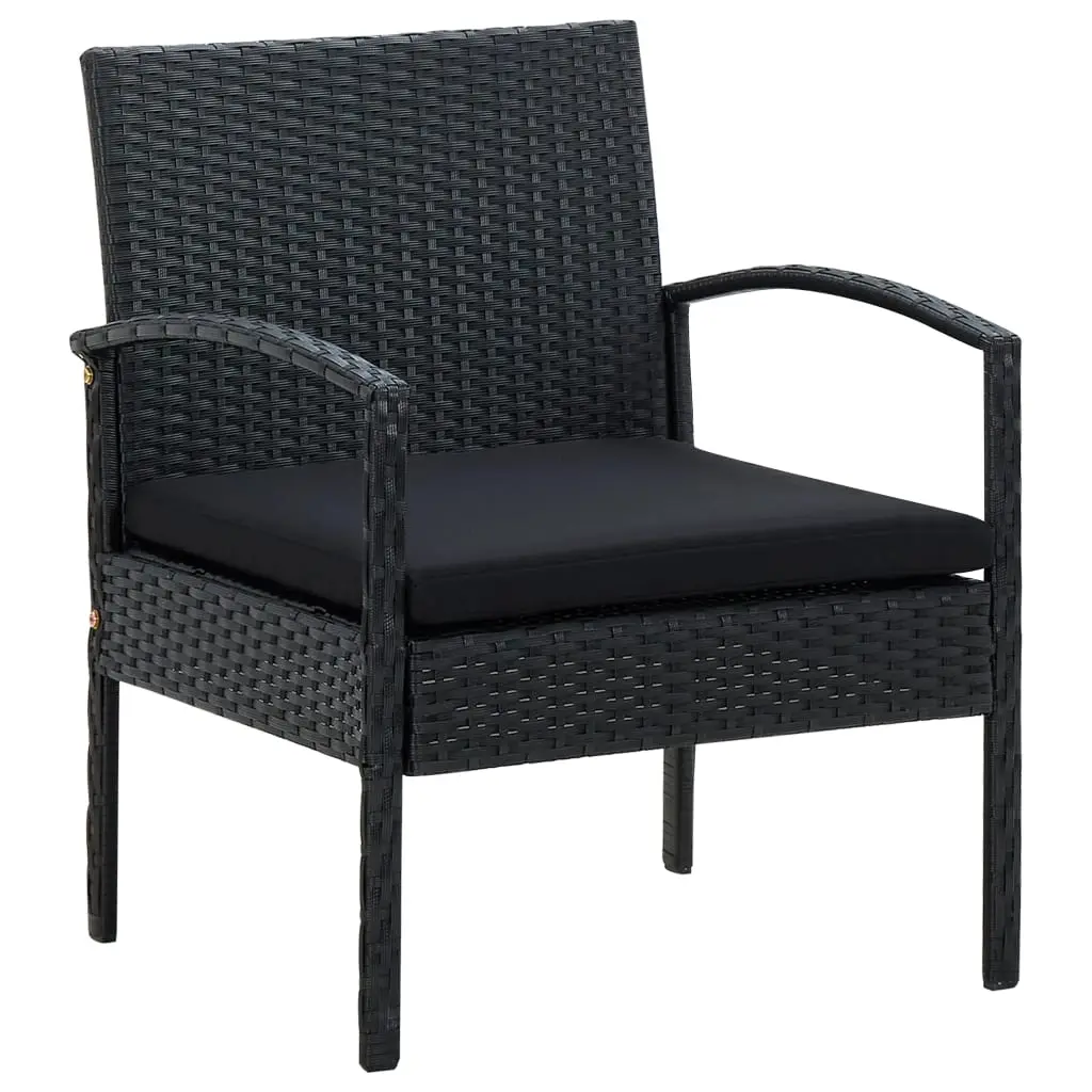 Garden Chair with Cushion Poly Rattan Black 45797 - Furniture