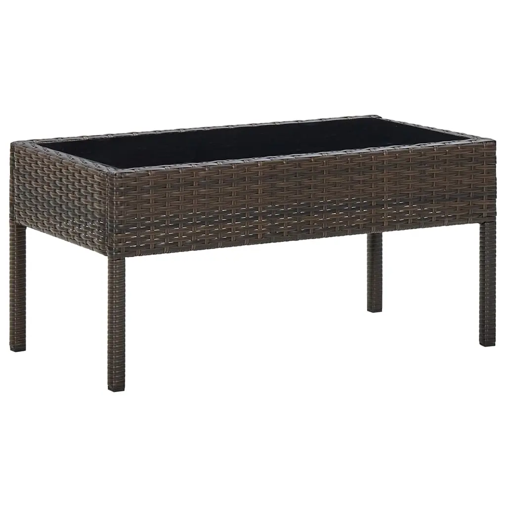 Garden Table Brown 75x40x37 cm Poly Rattan 45903 - Furniture
