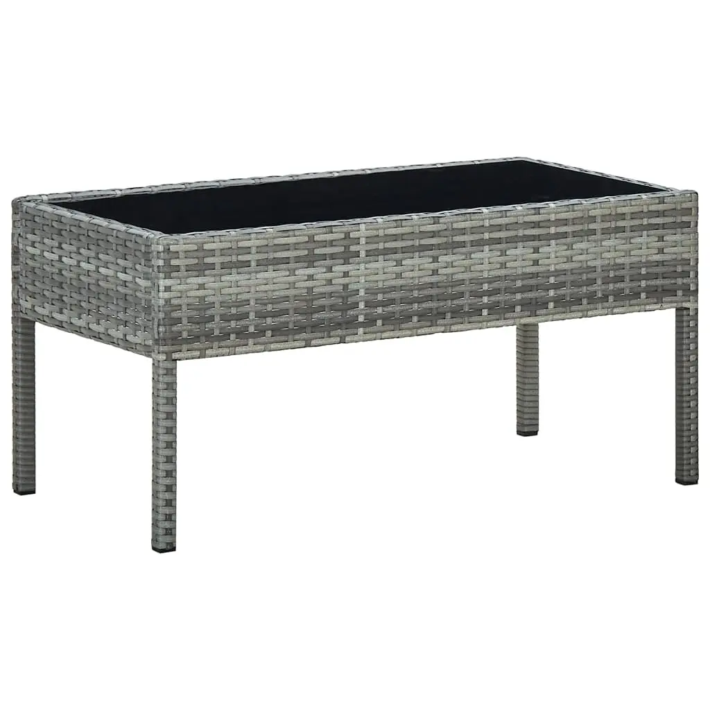 Garden Table Grey 75x40x37 cm Poly Rattan 45905 - Furniture