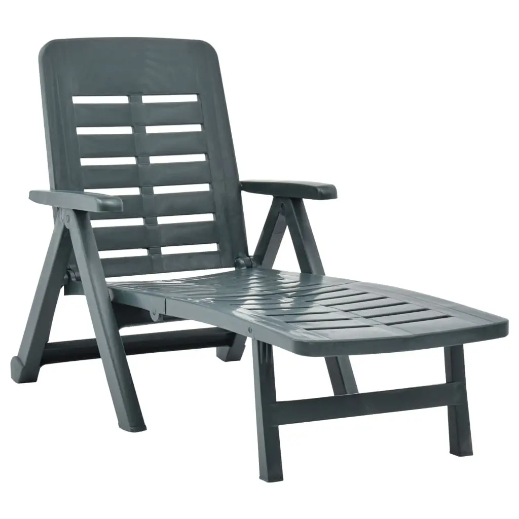 Folding Sun Lounger Plastic Green 48755 - Up to 65% off Outdoor Furniture