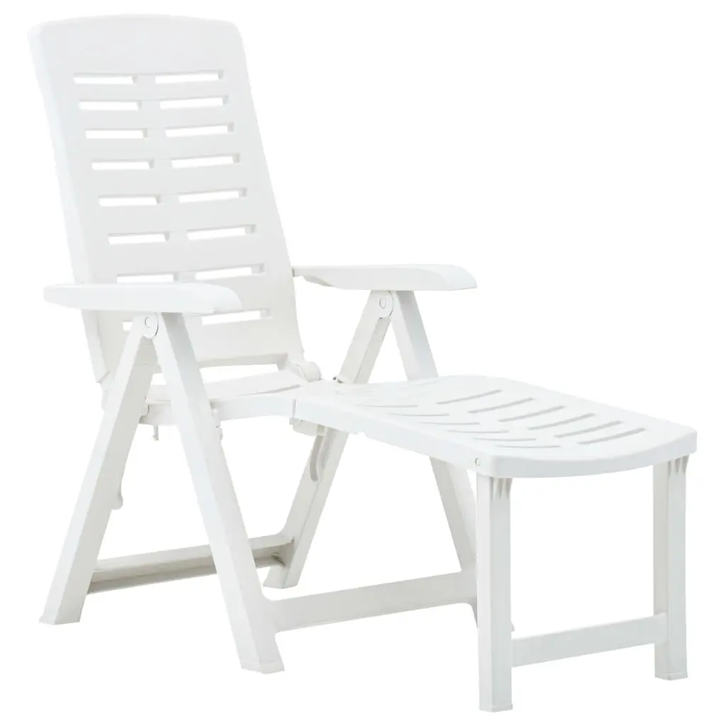 Folding Sun Lounger Plastic White 48757 - Furniture