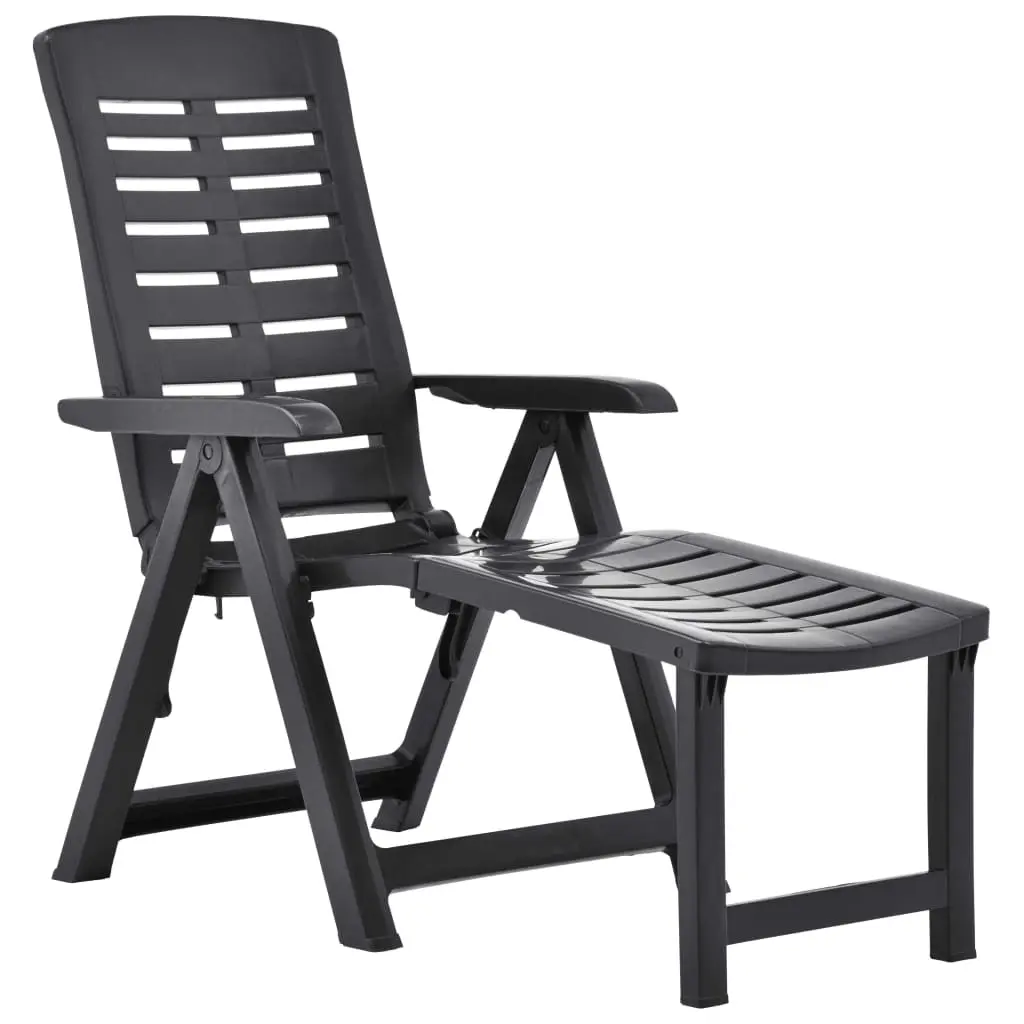 Folding Sun Lounger Plastic Anthracite 48759 - Furniture