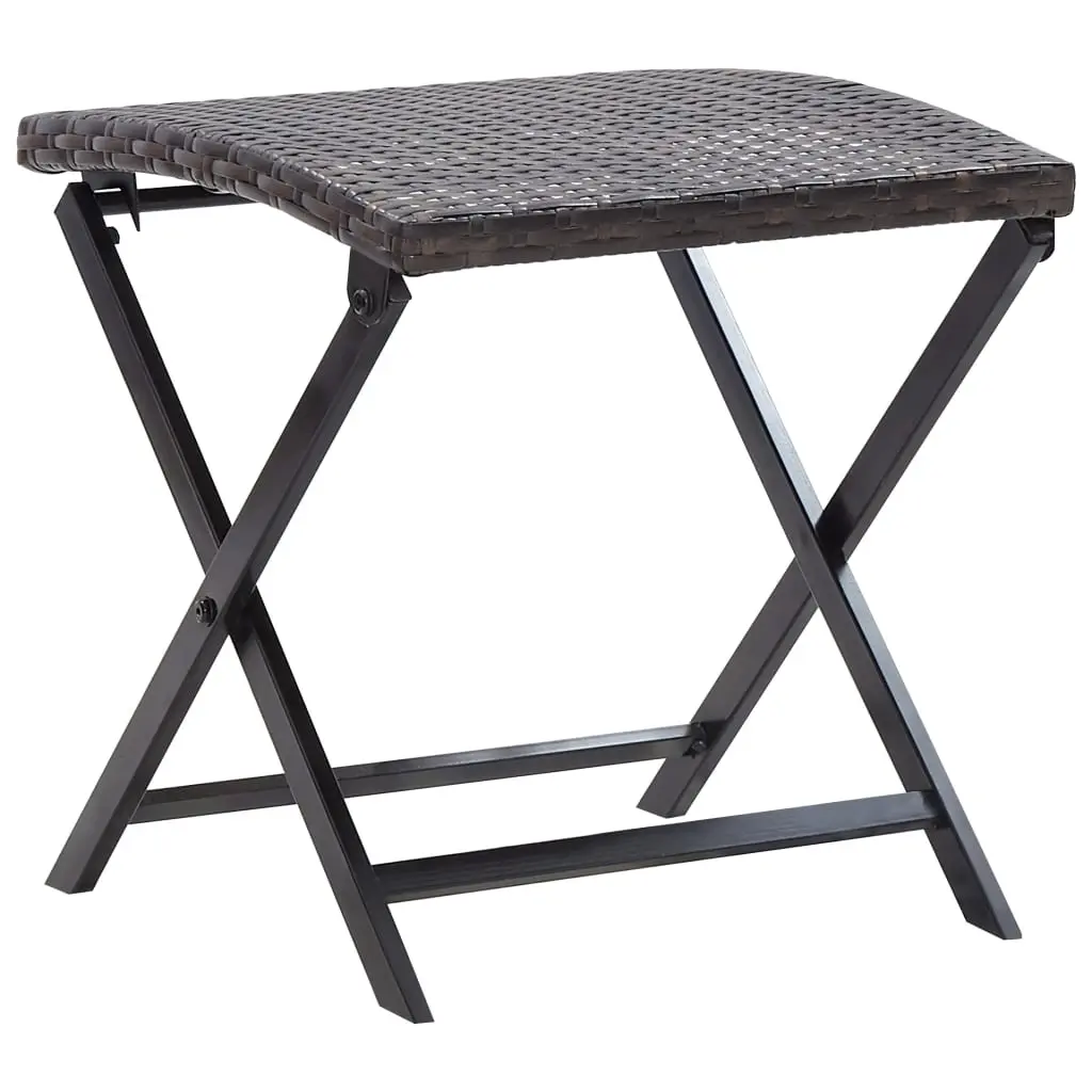 Folding Stool Poly Rattan Brown 45772 - Furniture