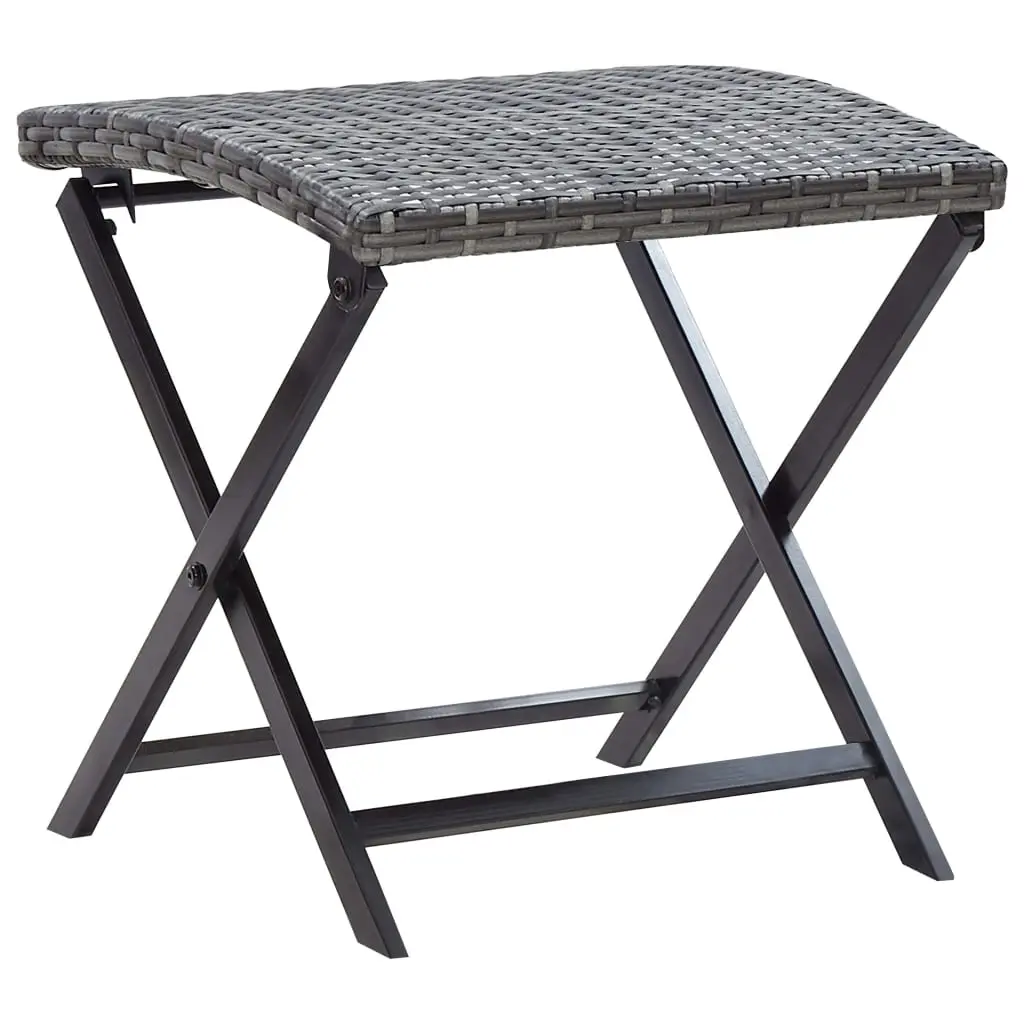 Folding Stool Poly Rattan Grey 45773 - Furniture