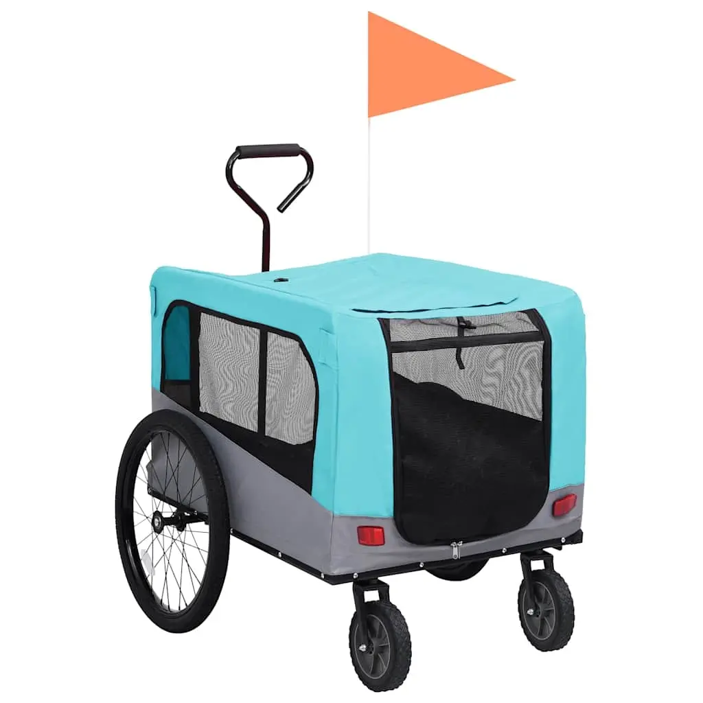 2-in-1 Pet Bike Trailer and Jogging Stroller Blue and Grey 92441