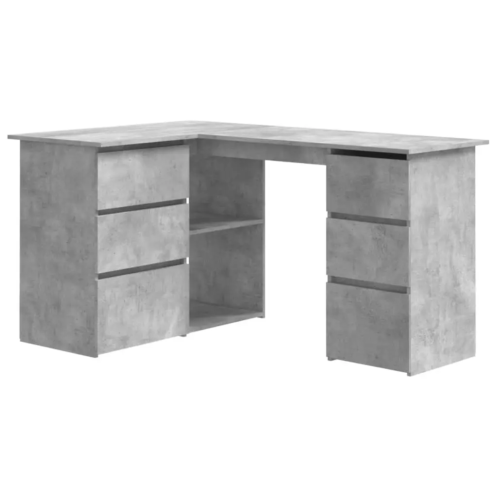 Corner Desk Concrete Grey 145x100x76 cm Engineered Wood 801093 - Furniture