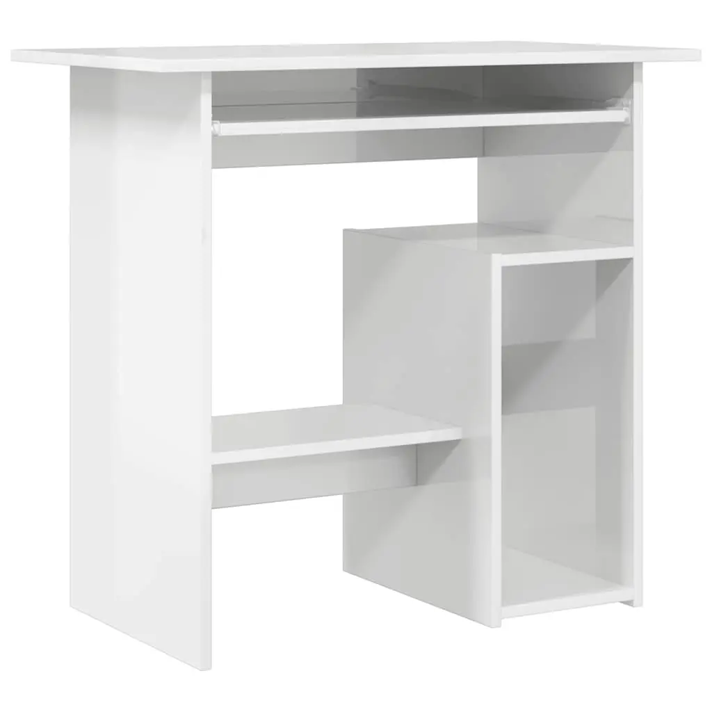 Desk High Gloss White 80x45x74 cm Engineered Wood 801370 - Furniture