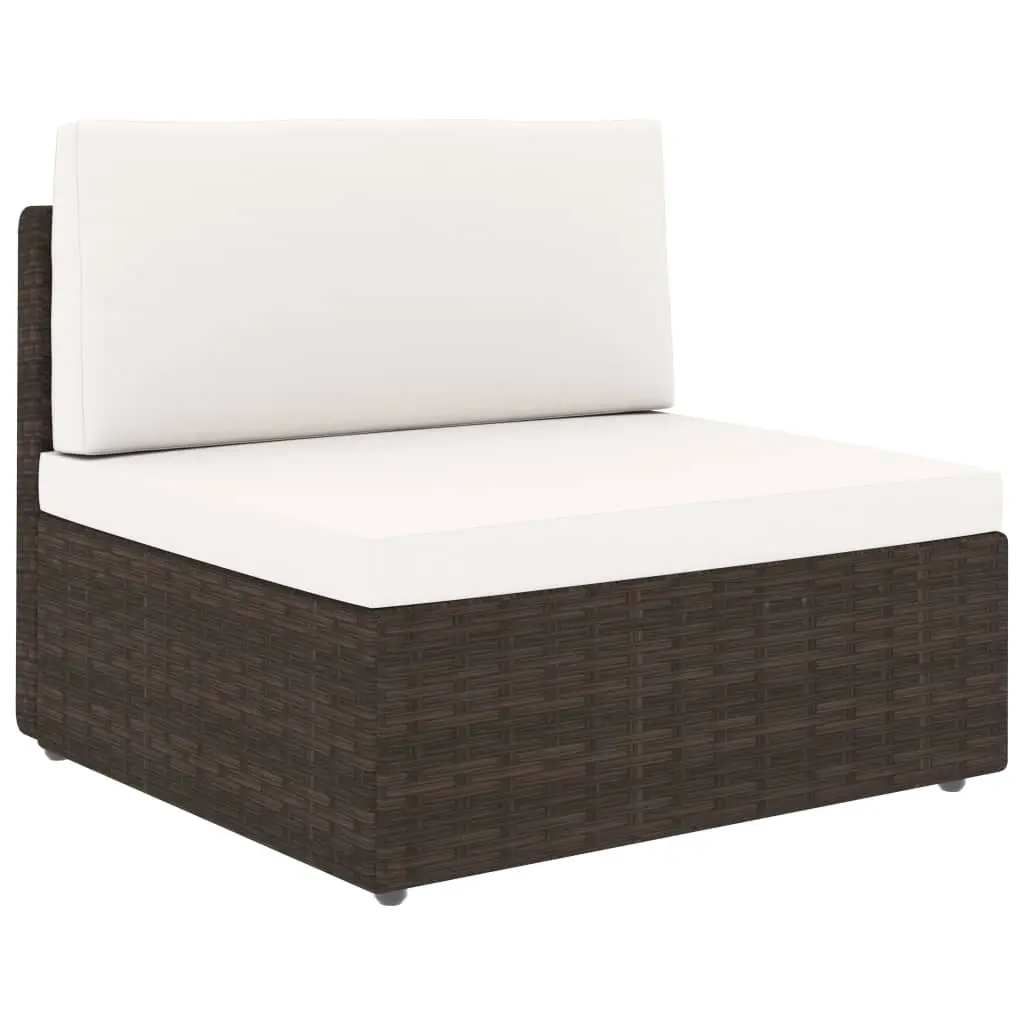 Sectional Middle Sofa Poly Rattan Brown 49508 - Furniture