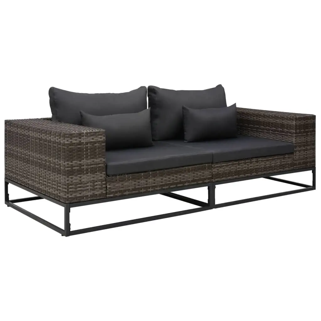 2 Piece Garden Sofa Set with Cushions Poly Rattan Grey 49528 - Furniture