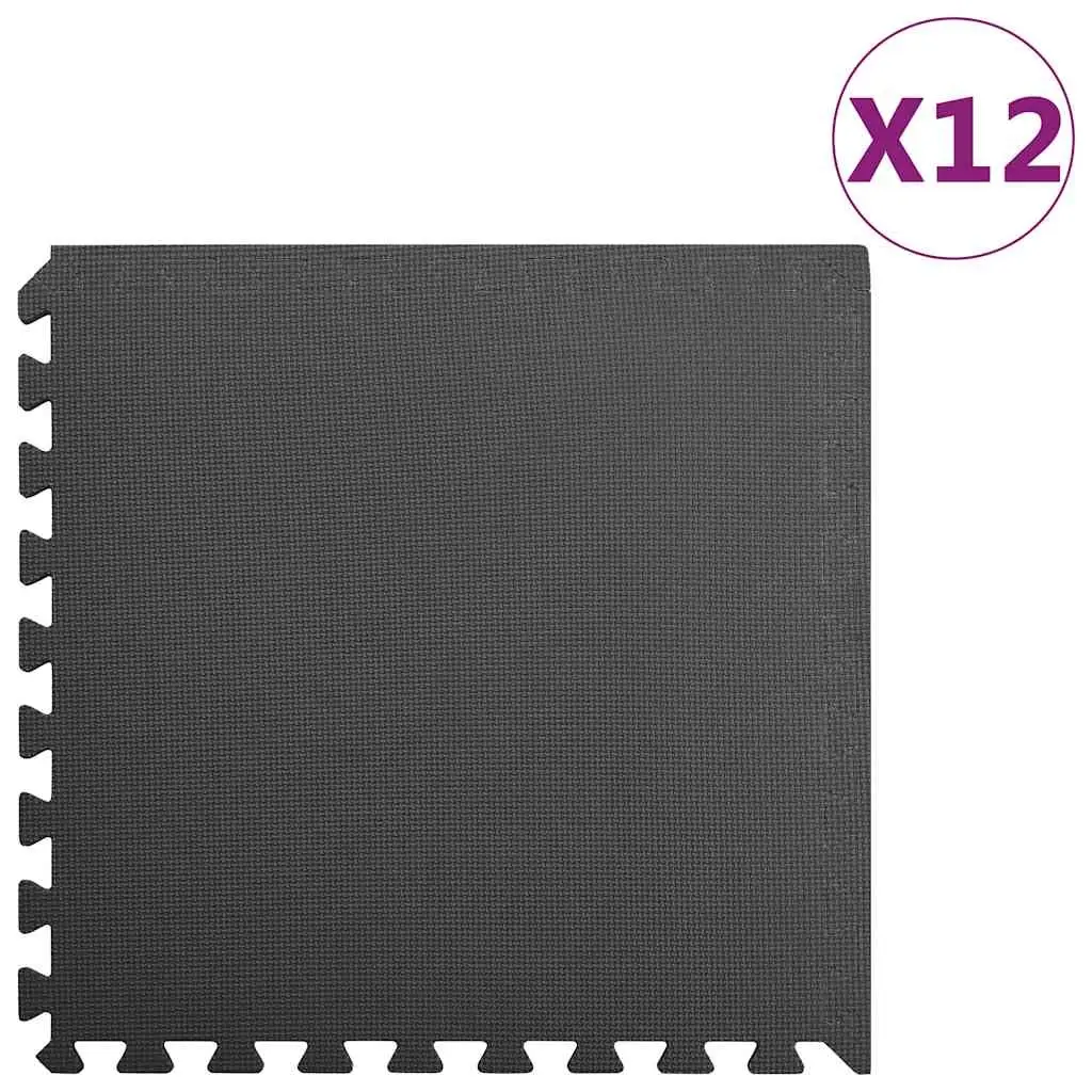 Floor Mats 12 pcs 4.32 m² EVA Foam Black 92462 - Sports & Outdoor