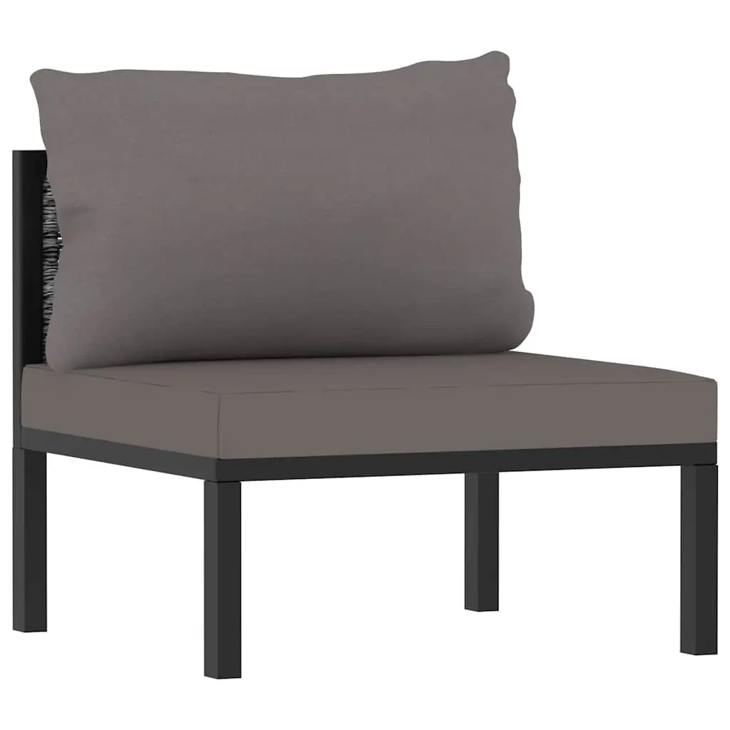Sectional Middle Sofa with Cushion Poly Rattan Anthracite 49398 - Furniture