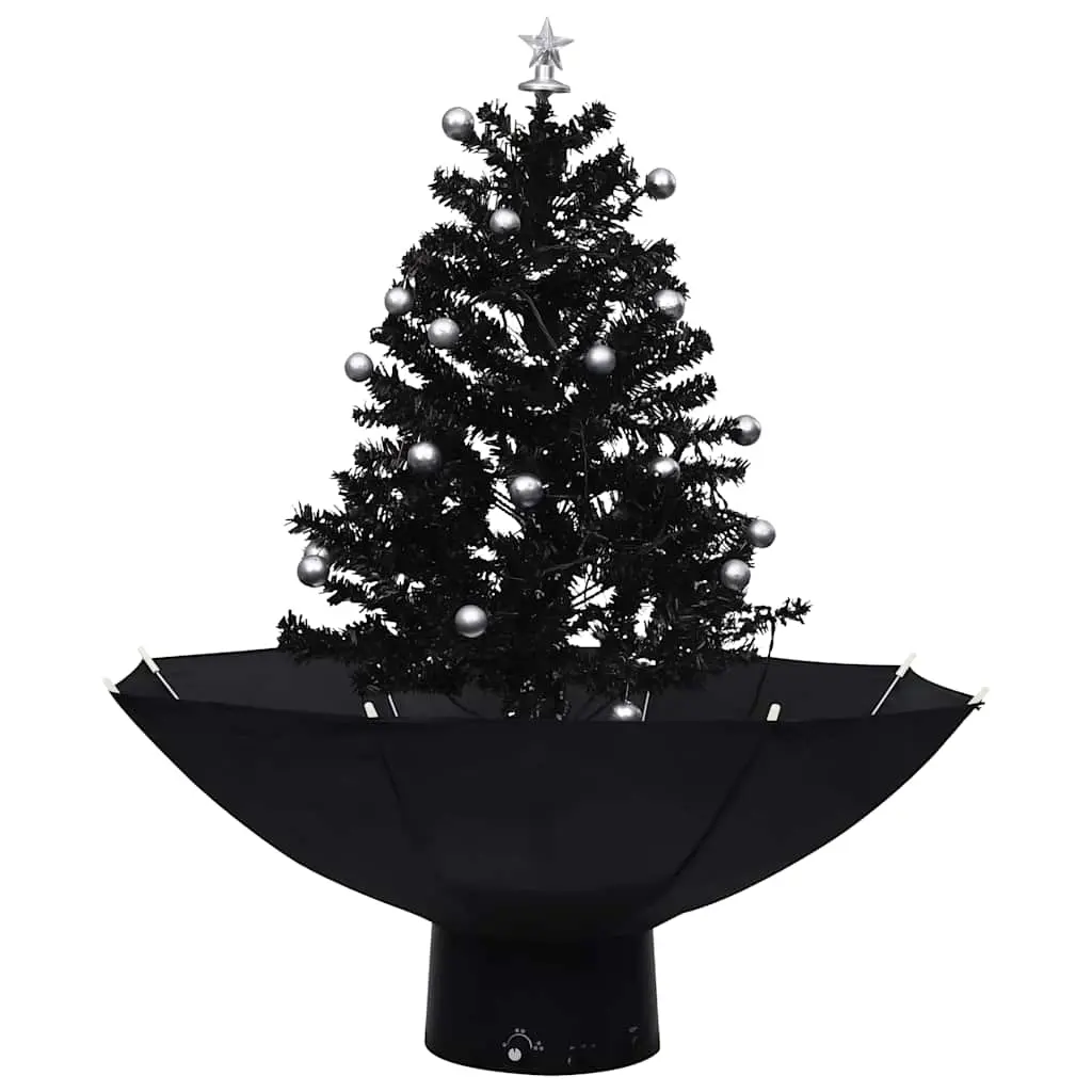 Snowing Christmas Tree with Umbrella Base Black 75 cm PVC 289931 - Home & Garden