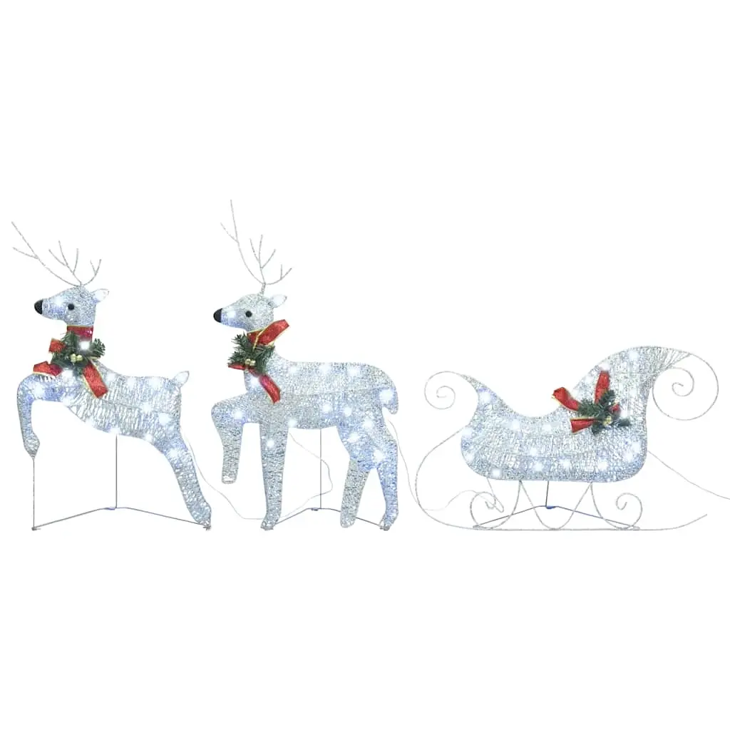 Reindeer & Sleigh Christmas Decoration 60 LEDs Outdoor Silver 289978 - Up to 60% Off Christmas Decoration Specials