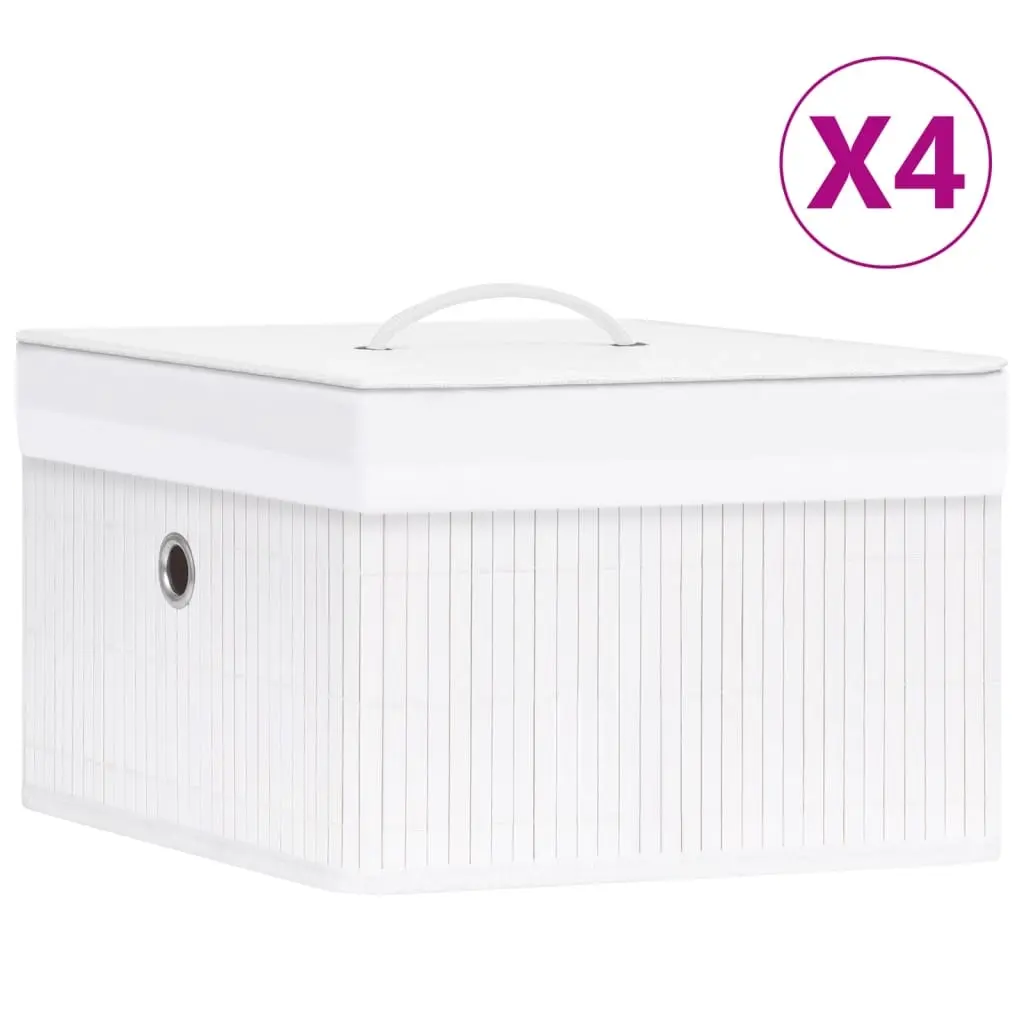 Bamboo Storage Boxes 4 pcs White 320766 - Home & Garden