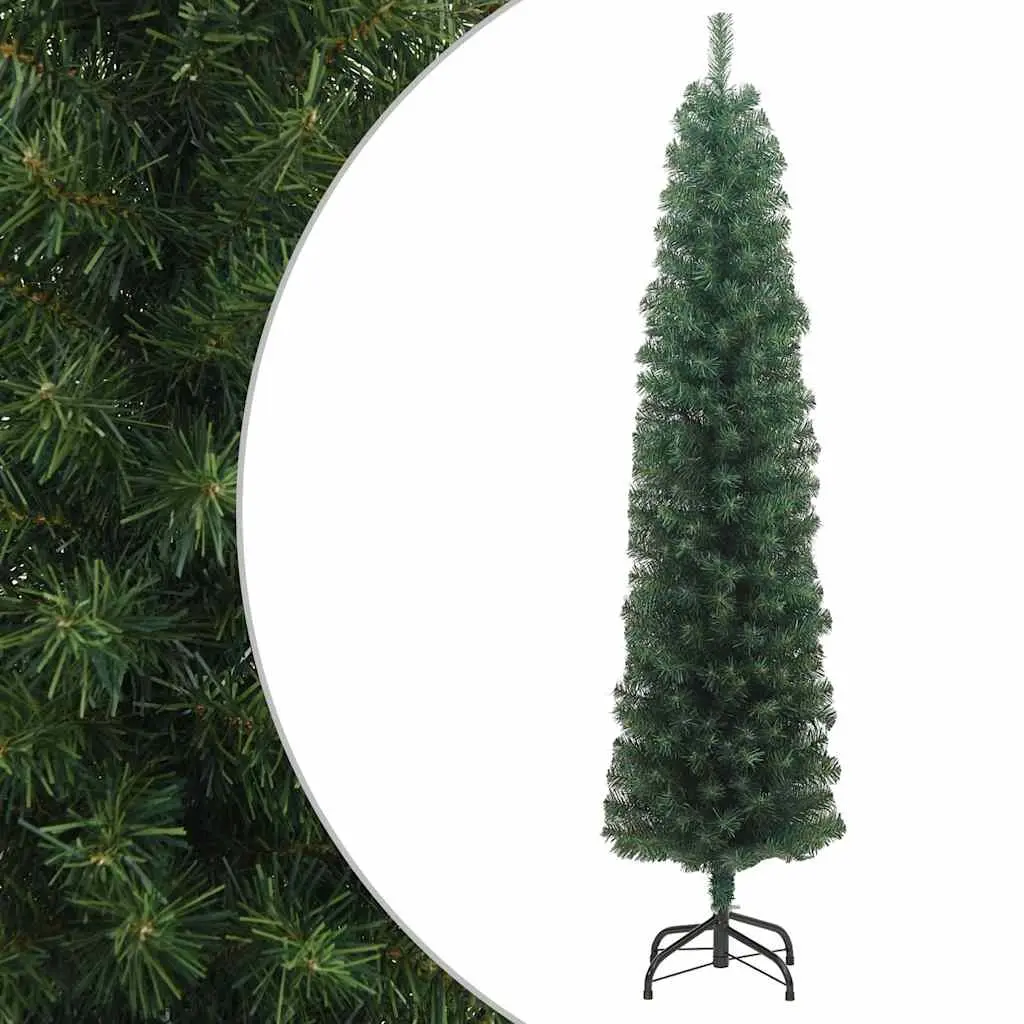 Slim Artificial Christmas Tree with Stand Green 240 cm PVC 320952 - Home & Garden