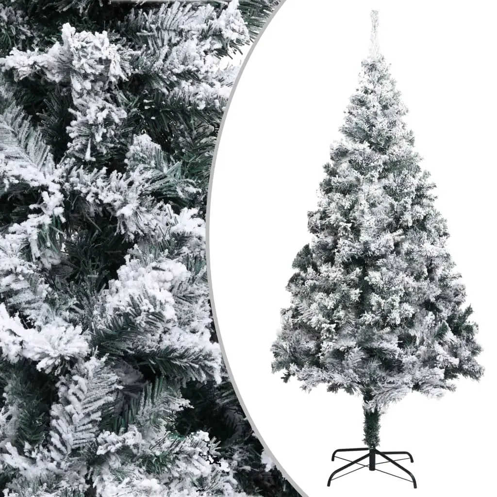Artificial Christmas Tree with Flocked Snow Green 240 cm PVC 320966 - Home & Garden