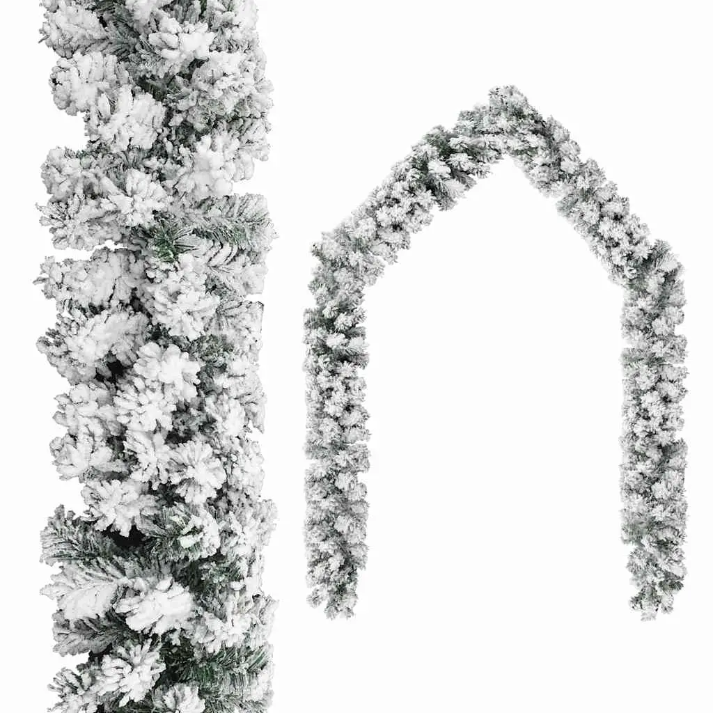 Christmas Garland with Flocked Snow Green 5 m PVC 320967 - Home & Garden