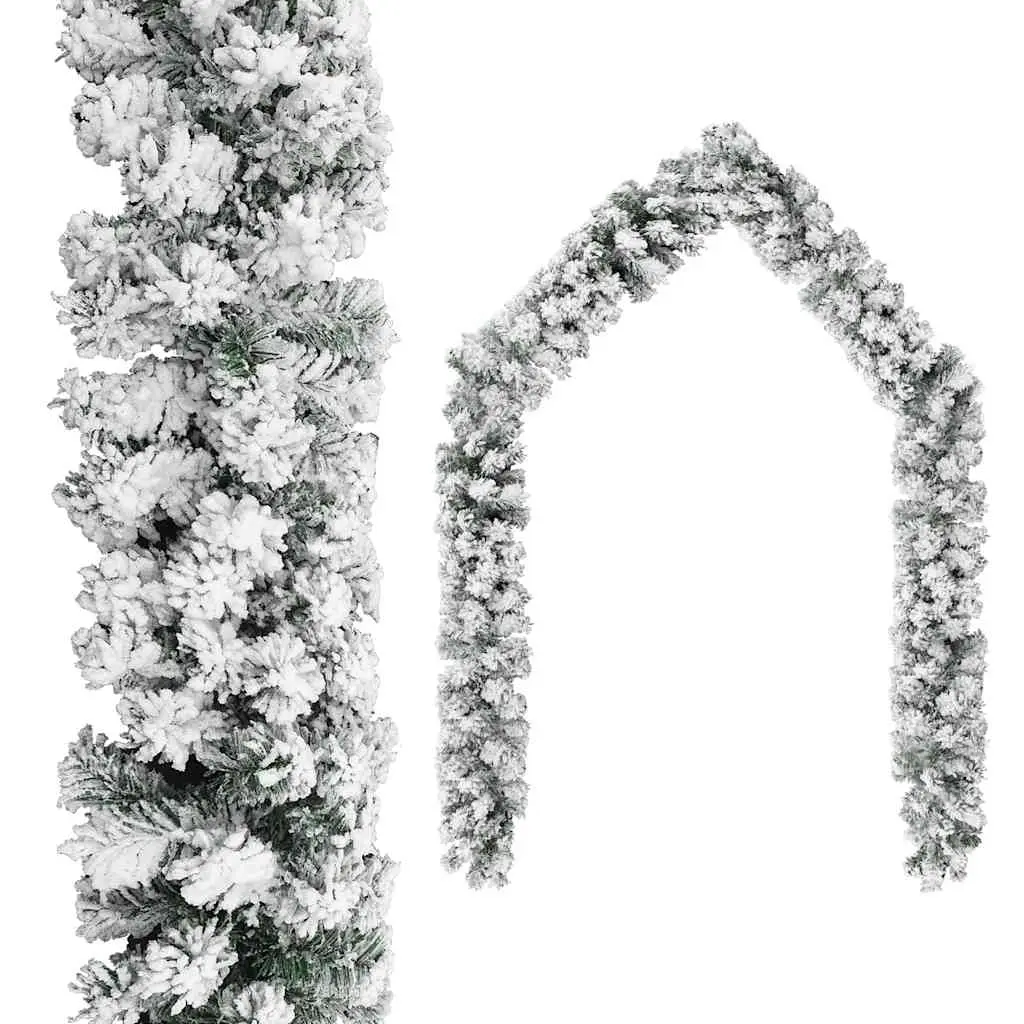 Christmas Garland with Flocked Snow Green 20 m PVC 320969 - Home & Garden