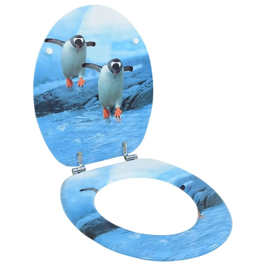 WC Toilet Seat with Lid MDF Penguin Design 146910 - Hardware