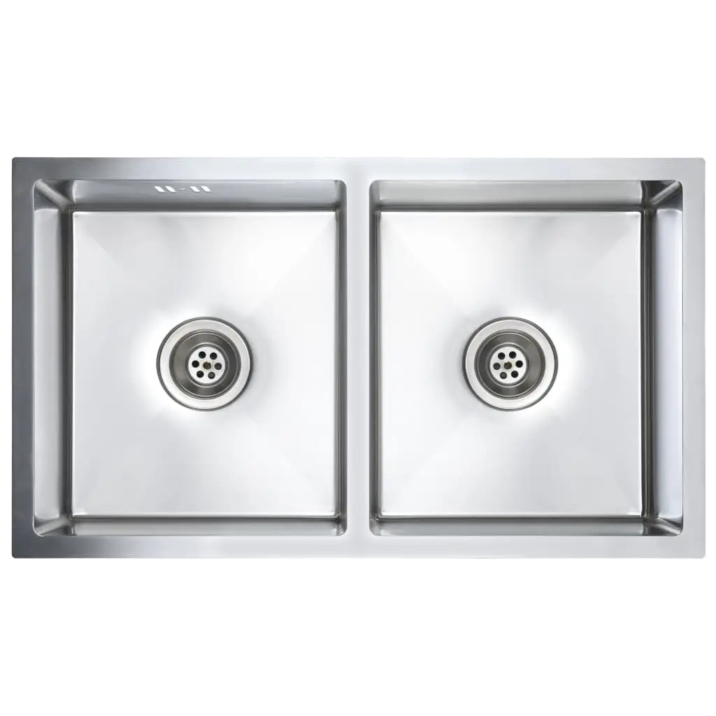 Handmade Kitchen Sink with Overflow Hole Stainless Steel 147163 - Hardware