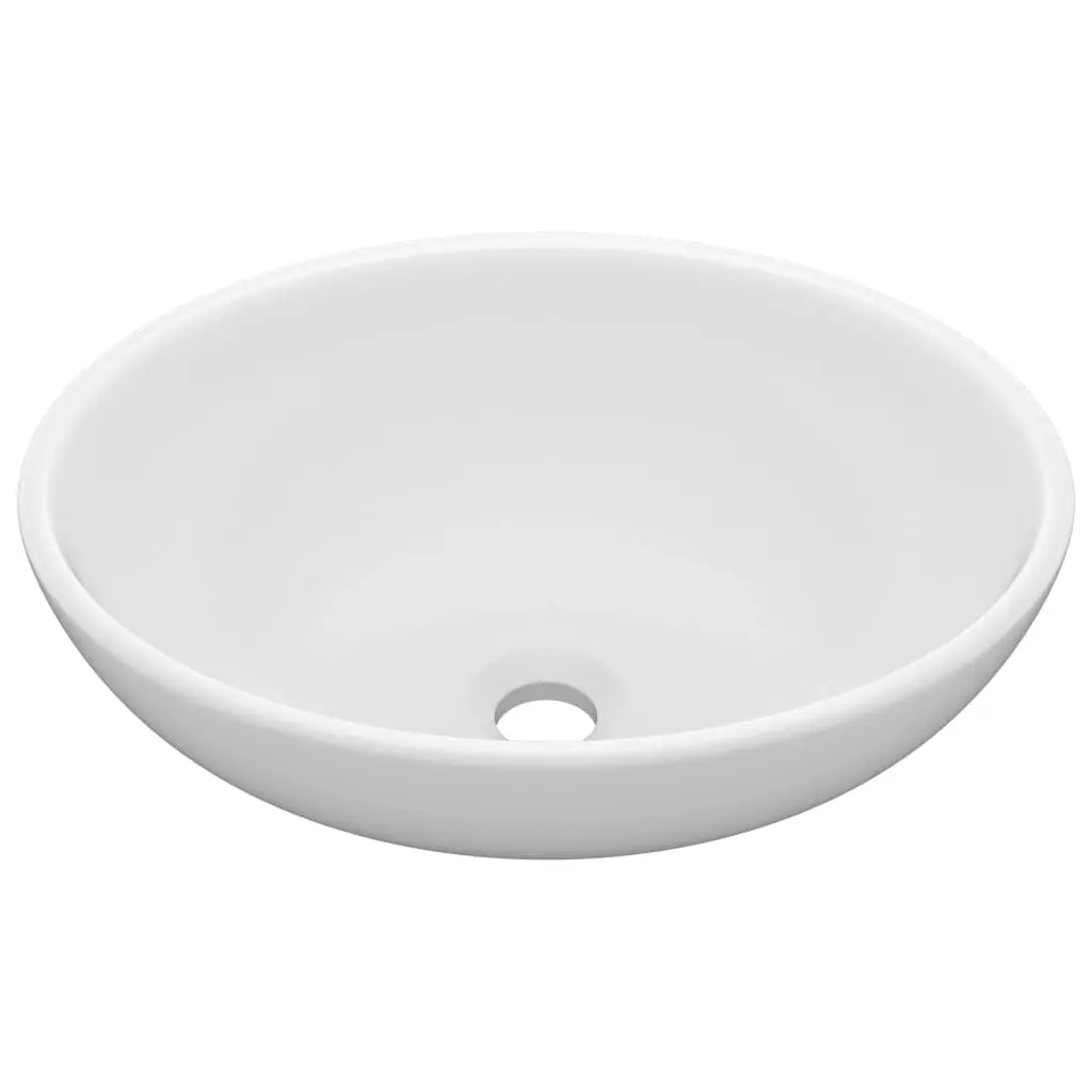 Luxury Basin Oval-shaped Matt White 40x33 cm Ceramic 146921