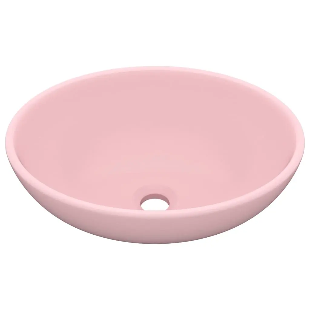 Luxury Basin Oval-shaped Matt Pink 40x33 cm Ceramic 146922