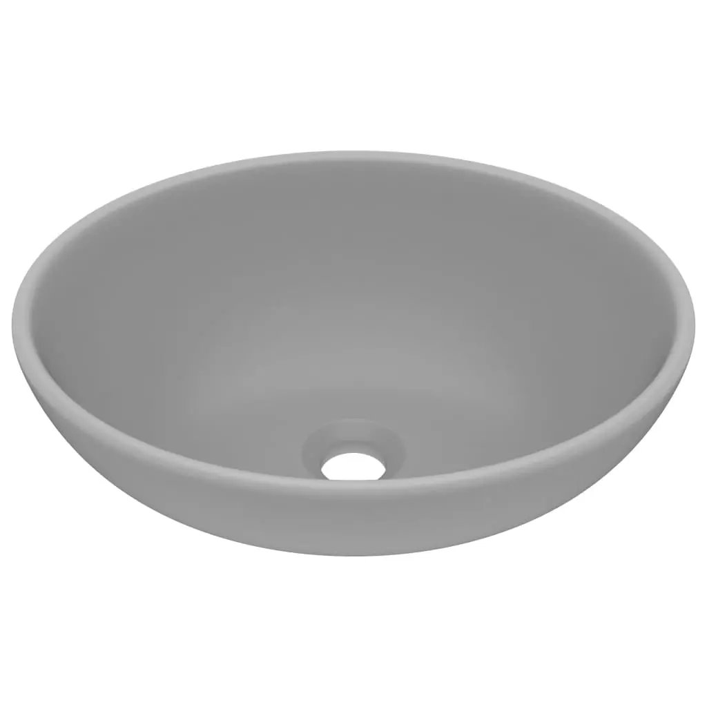 Luxury Basin Oval-shaped Matt Light Grey 40x33 cm Ceramic 146927