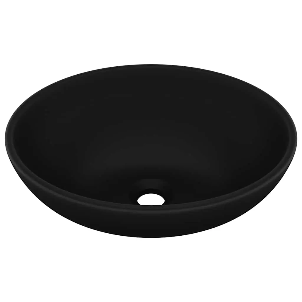Luxury Basin Oval-shaped Matt Black 40x33 cm Ceramic 146931