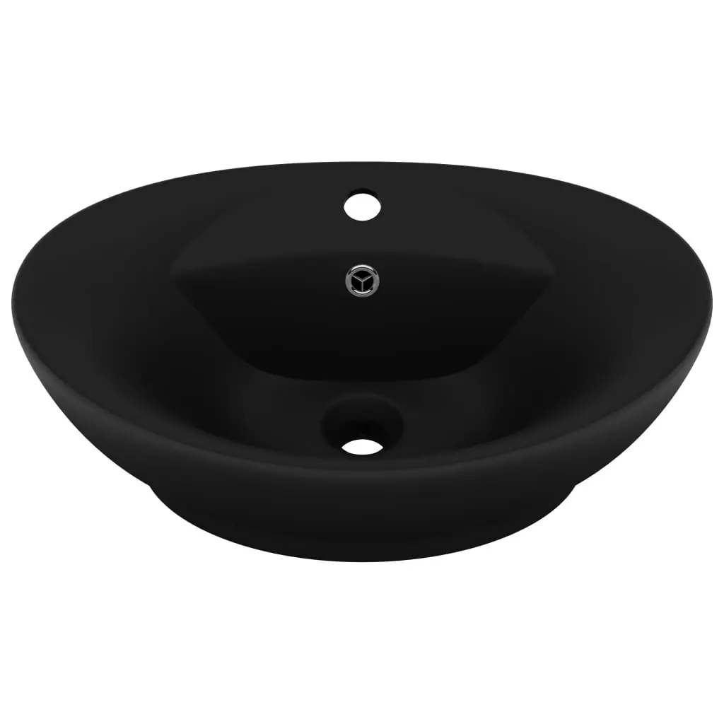 Luxury Basin Overflow Oval Matt Black 58.5x39 cm Ceramic 146942 - Hardware