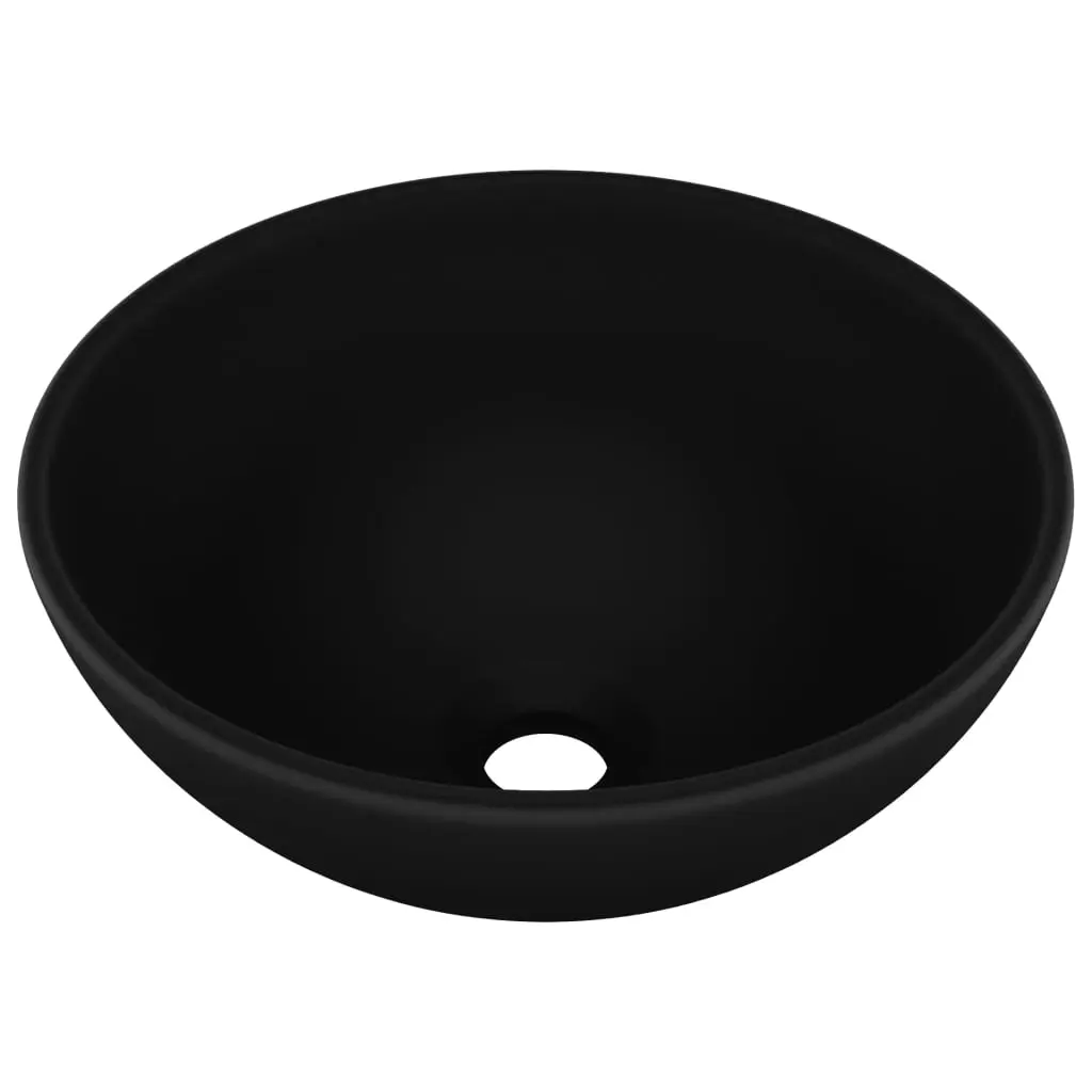 Luxury Bathroom Basin Round Matt Black 32.5x14 cm Ceramic 146975 - Hardware