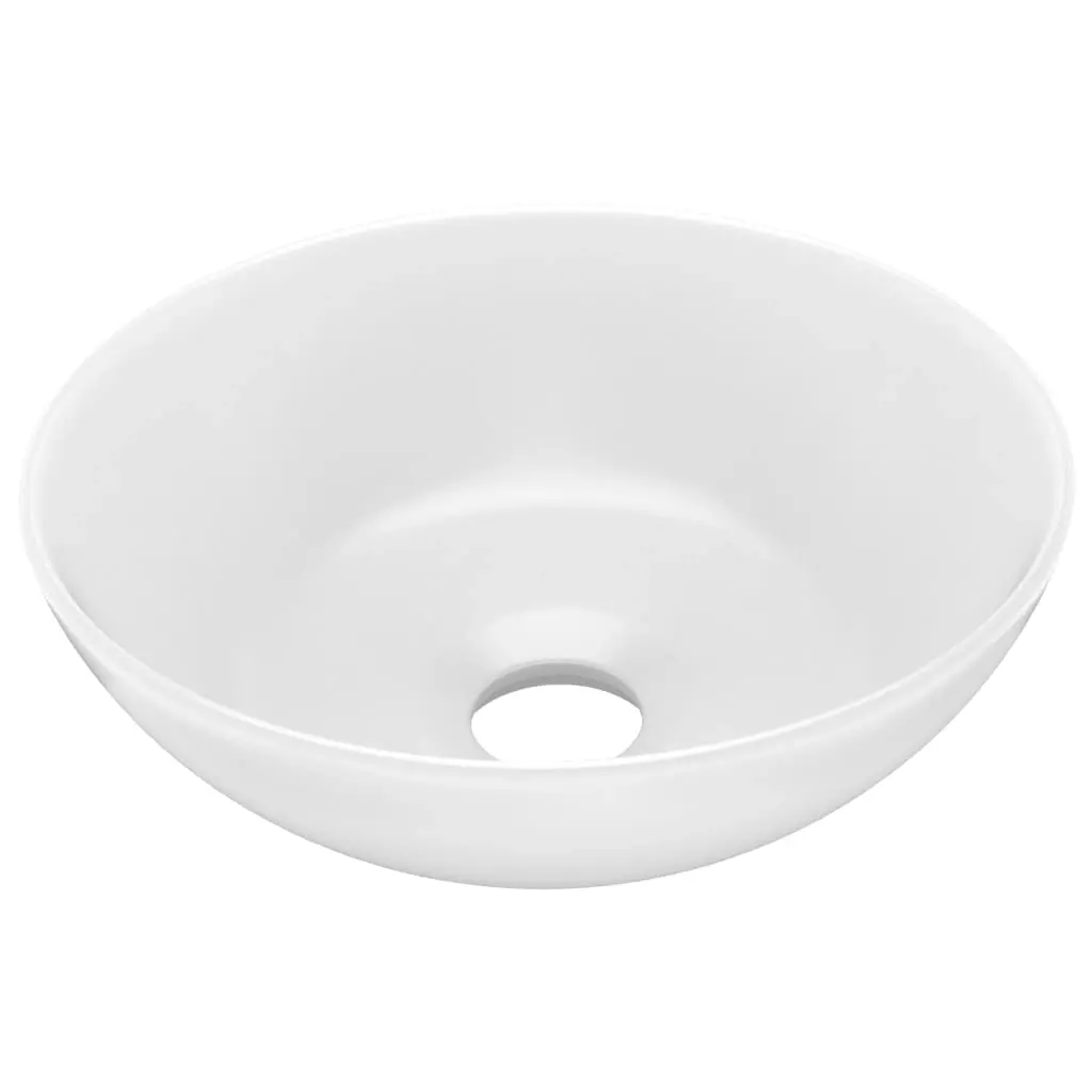 Bathroom Sink Ceramic Matt White Round 146976 - Hardware