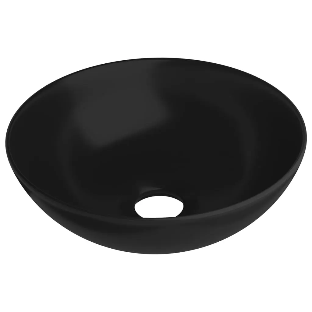 Bathroom Sink Ceramic Matt Black Round 146986 - Hardware