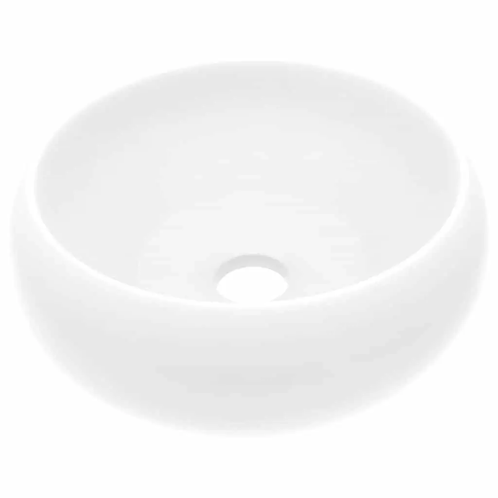 Luxury Wash Basin Round Matt White 40x15 cm Ceramic 146998 - Hardware