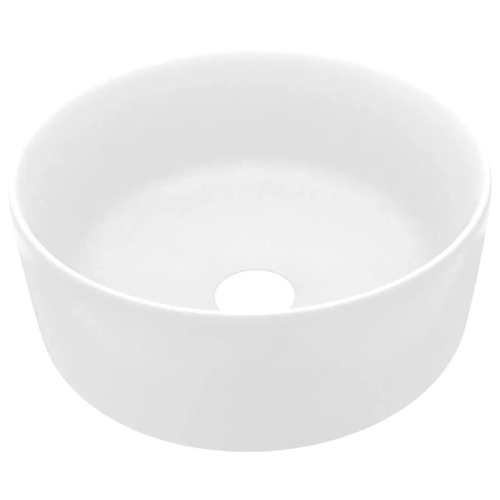 Luxury Wash Basin Round Matt White 40x15 cm Ceramic 147009 - Hardware