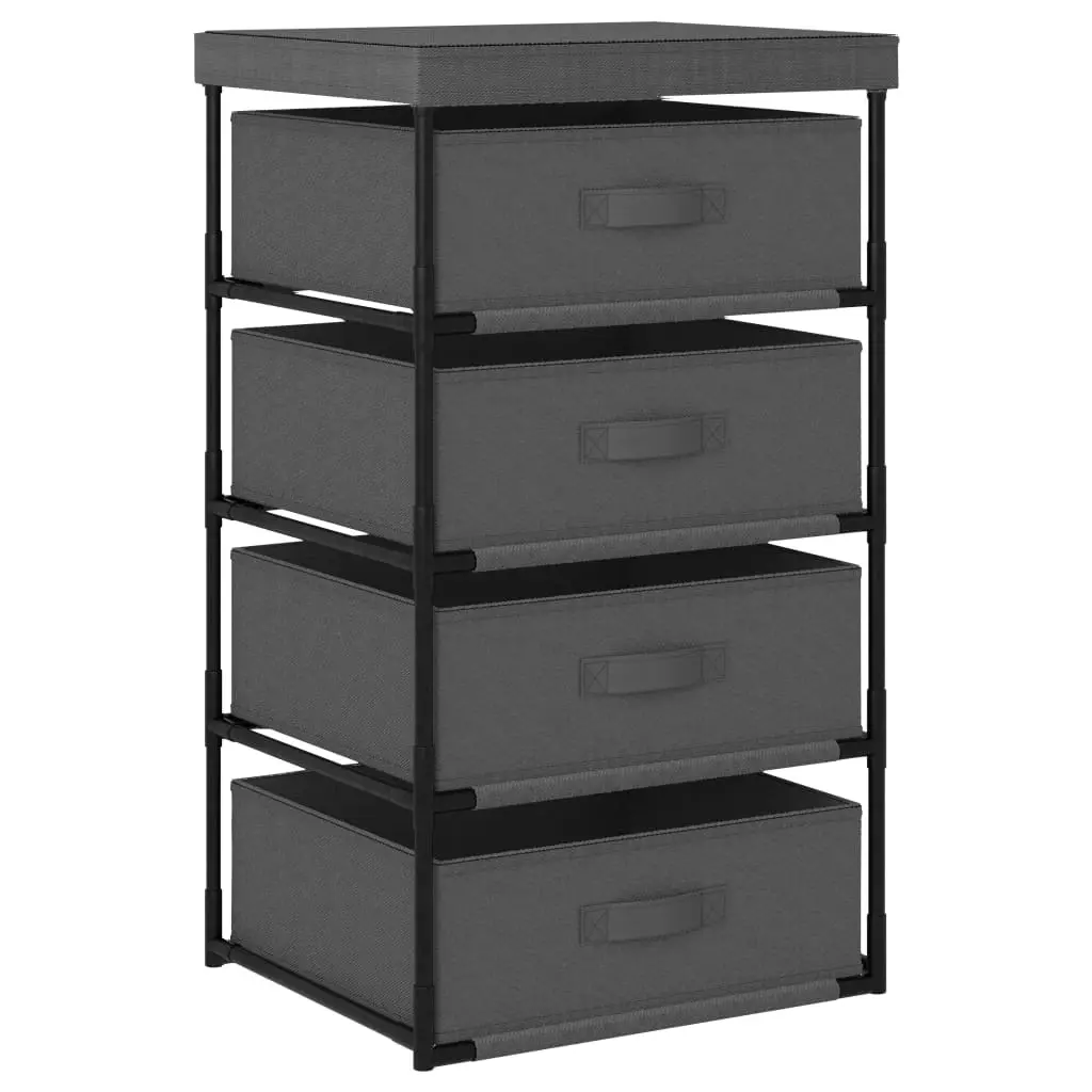 Storage Rack with 4 Fabric Baskets Steel Grey 322623 - Furniture