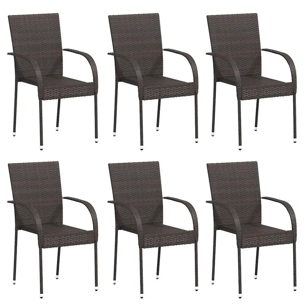 Stackable Outdoor Chairs 6 pcs Poly Rattan Brown 310086 - Furniture