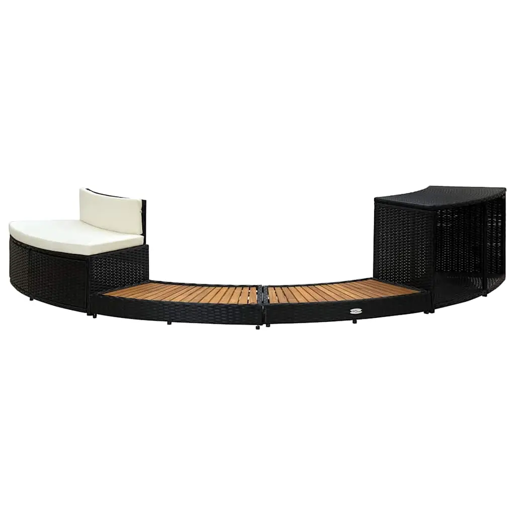 Spa Surround Black Poly Rattan and Acacia Wood 310092 - Home & Garden