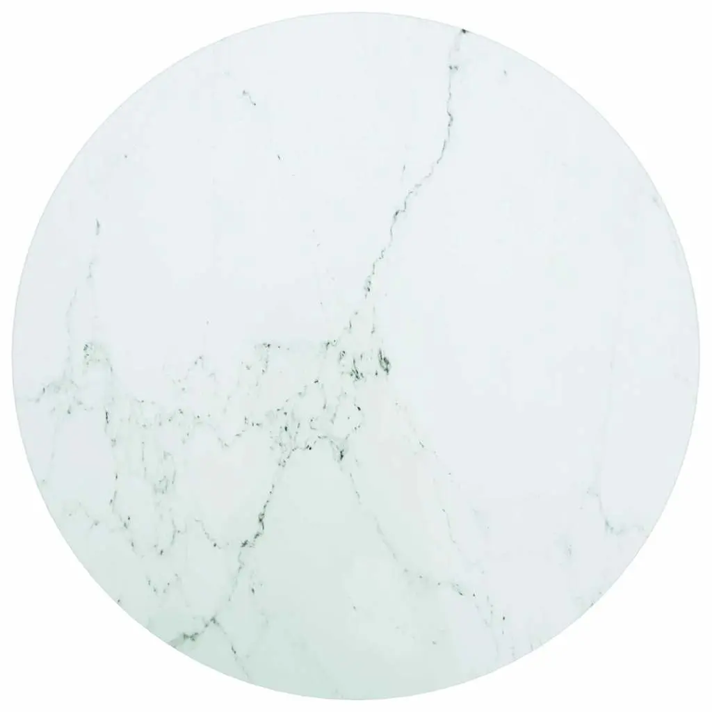 Table Top White Ø50x0.8 cm Tempered Glass with Marble Design 322247 - Furniture