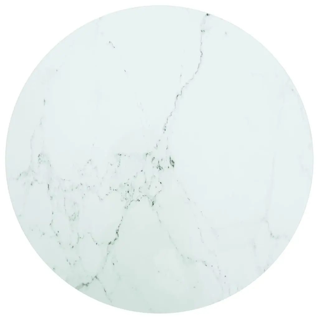 Table Top White Ø70x0.8 cm Tempered Glass with Marble Design 322249 - Furniture