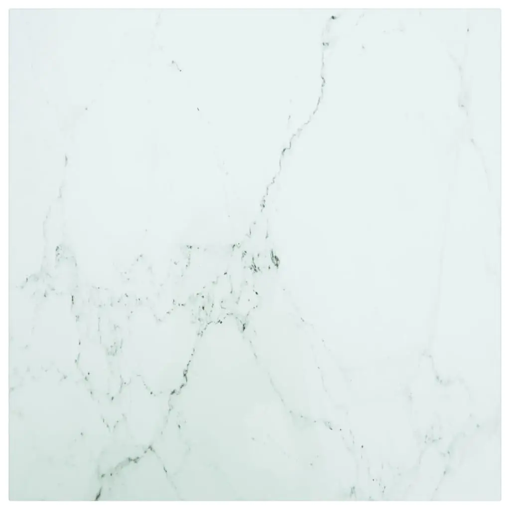 Table Top White 60x60 cm 6 mm Tempered Glass with Marble Design 322255 - Furniture