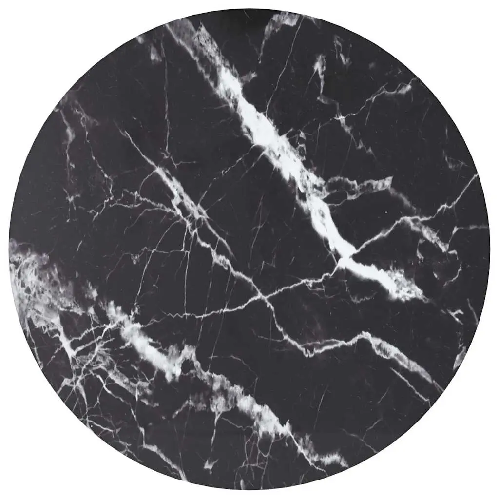 Table Top Black Ø40x0.8 cm Tempered Glass with Marble Design 322262 - Furniture