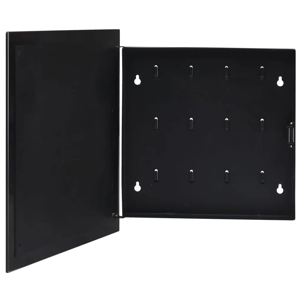 Key Box with Magnetic Board Black 35x35x4 cm 322777 - Home & Garden