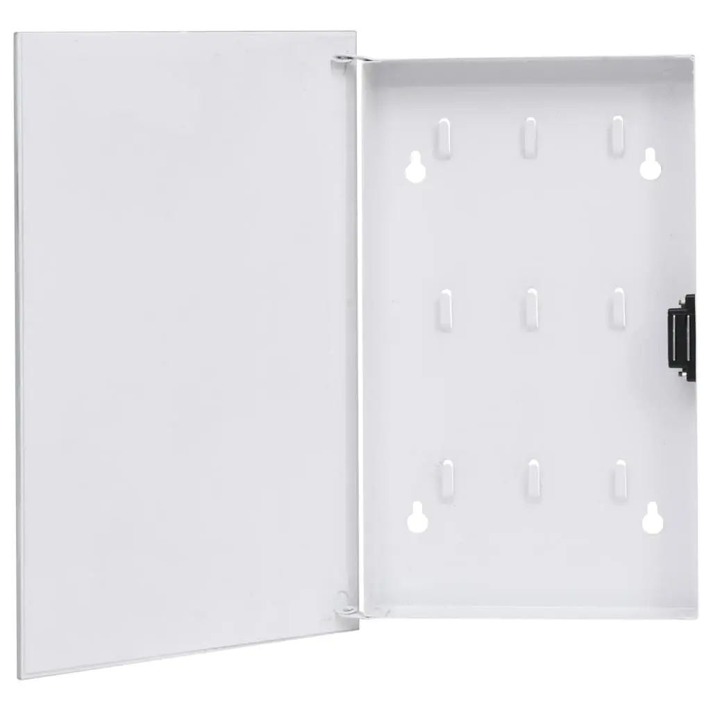 Key Box with Magnetic Board White 30x20x4 cm 322778 - Home & Garden