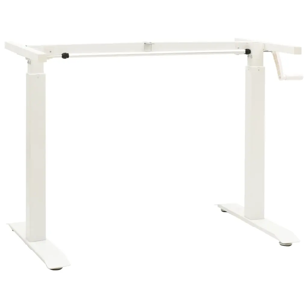 Manual Height Adjustable Standing Desk Frame Hand Crank White 321718 - Furniture