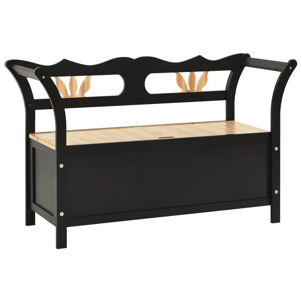 Storage Bench 126 cm Black Solid Fir Wood 323961 - Furniture