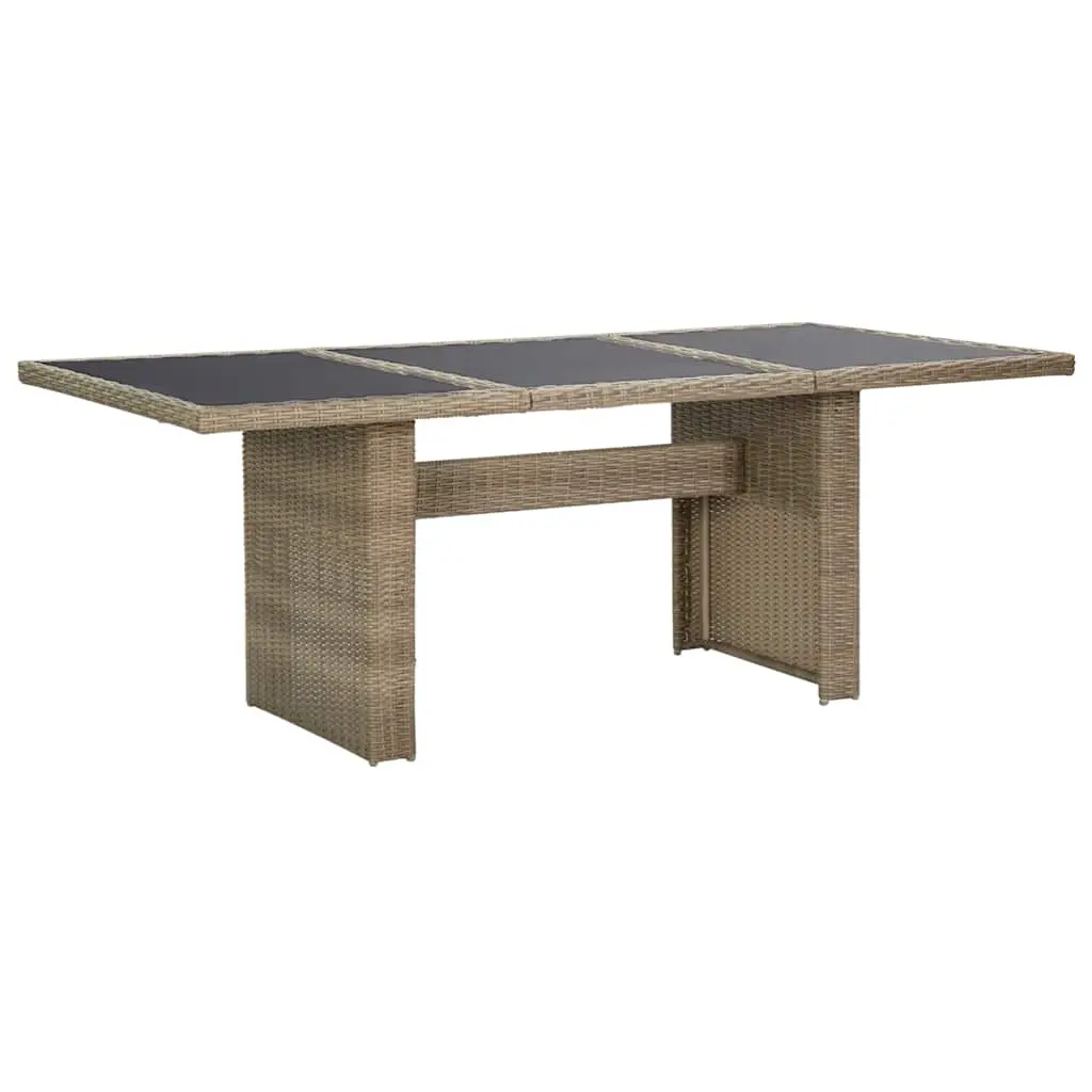 Garden Dining Table Brown 200x100x74 cm Glass and Poly Rattan 310141 - Furniture