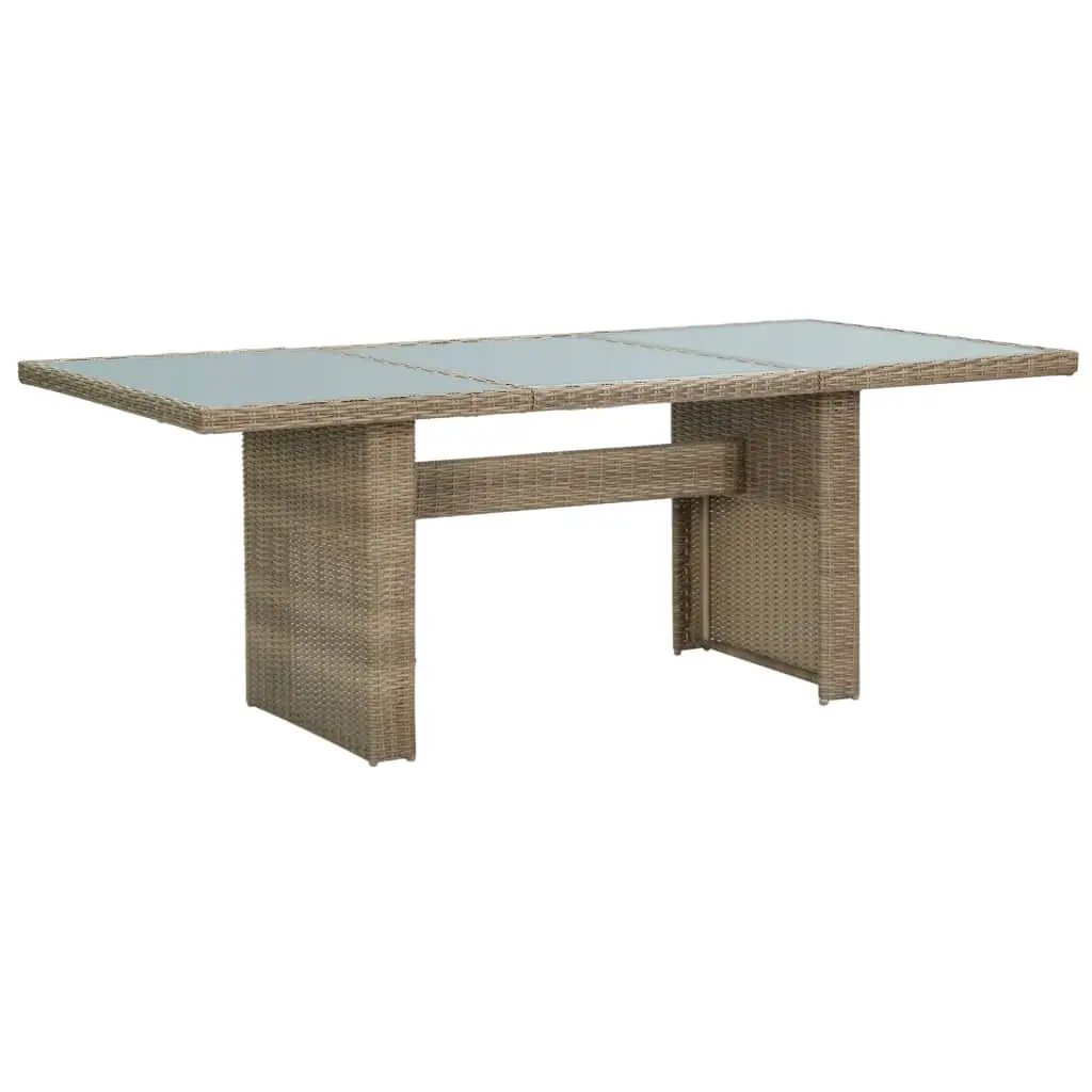 Garden Dining Table Brown 200x100x74 cm Glass and Poly Rattan 310142 - Furniture