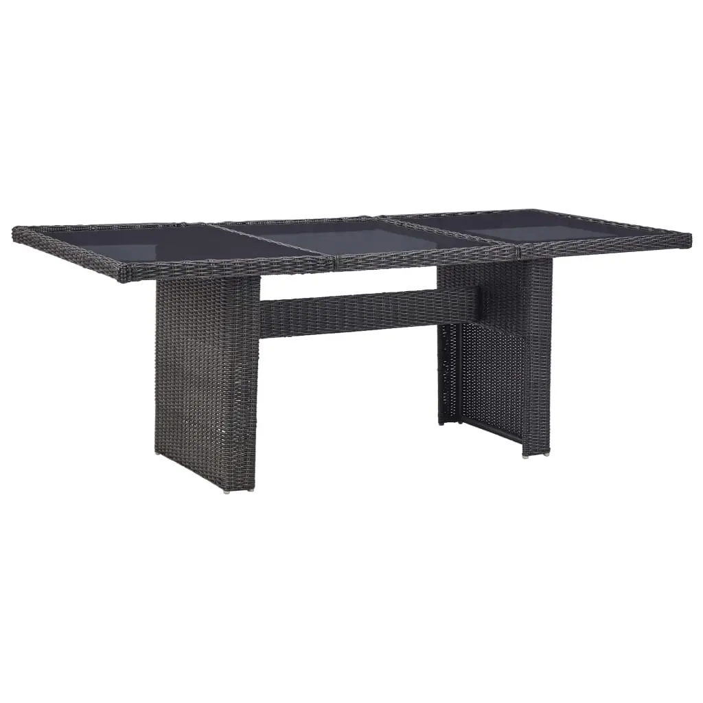 Garden Dining Table Black 200x100x74 cm Glass and Poly Rattan 310145 - Furniture